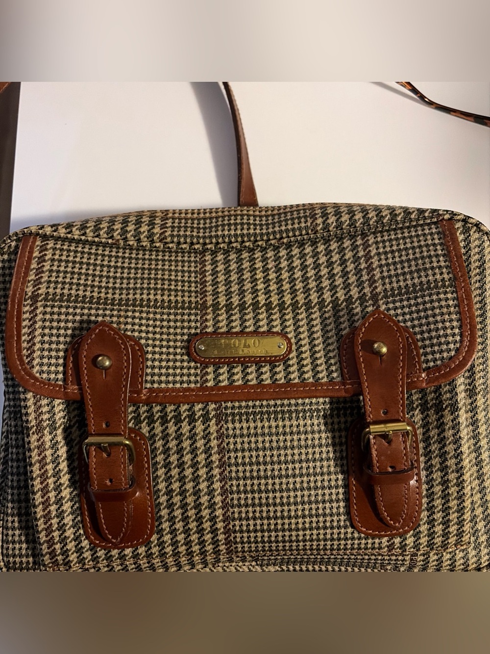 Vintage by Ralph Lauren Houndstooth Messenger Bag with pockets - Picture 2 of 11